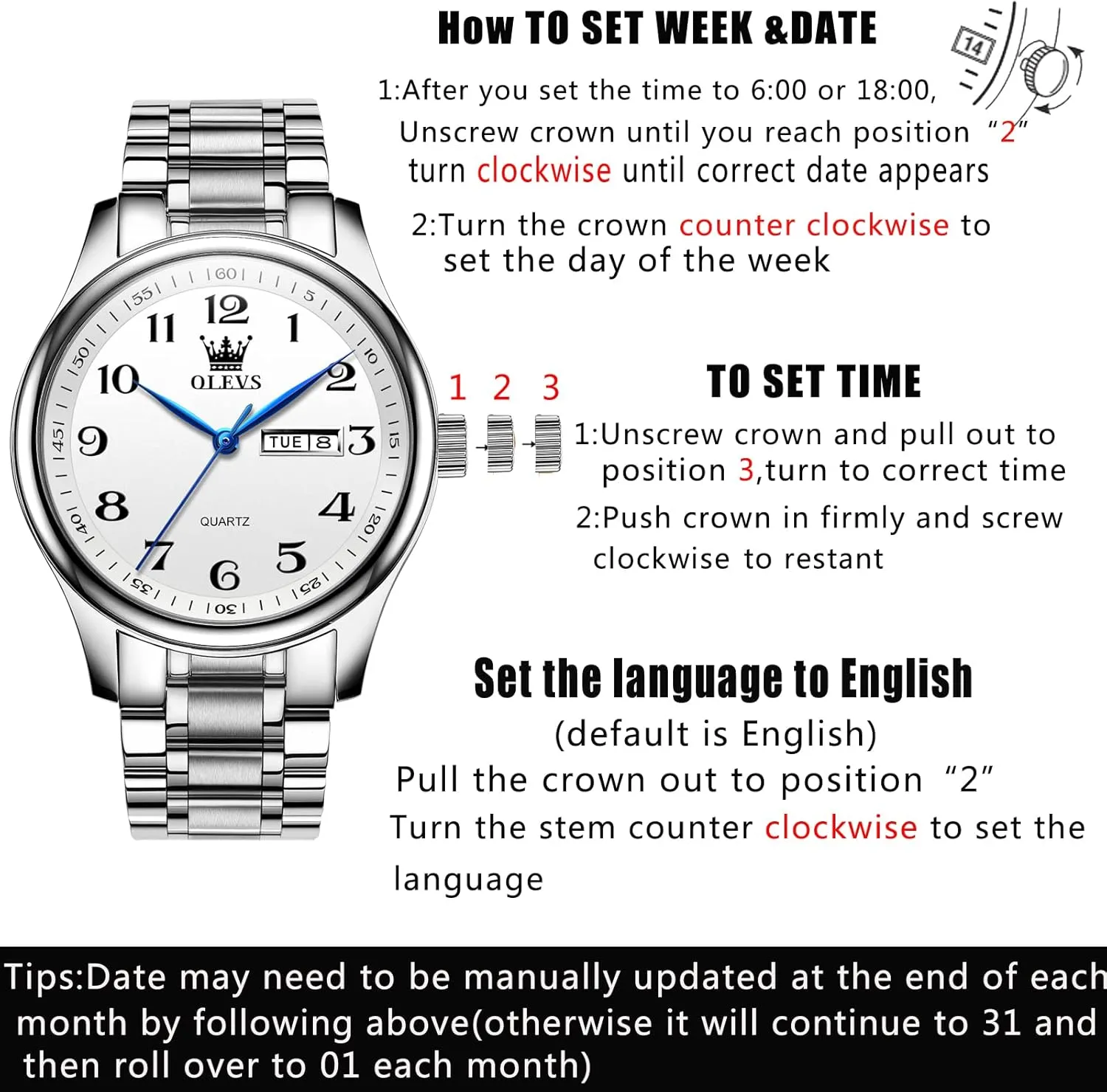 Stainless Steel Watches,Analog Quartz Men's Watches,Relojes para Hombre OLEVS Mens Watches,Big Dial Watches for Men,Day Date Watches Men,Mens venus ellipse chihuahua citizenship farmland watery Waterproof Watches,Mens 