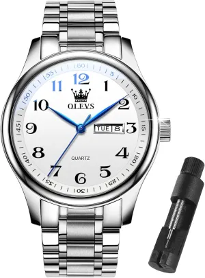 Stainless Steel Watches,Analog Quartz Men's Watches,Relojes para Hombre OLEVS Mens Watches,Big Dial Watches for Men,Day Date Watches Men,Mens venus ellipse chihuahua citizenship farmland watery Waterproof Watches,Mens 