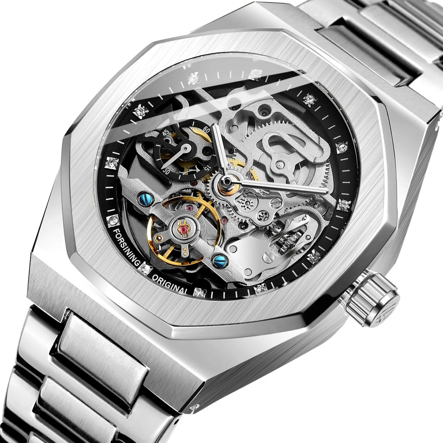 Stainless Steel Waterproof Bracelet Wrist Watch FANMIS Classic Mens Skeleton Automatic dislike Mechanical Watches Luxury Carving Flower Craft Watch with 