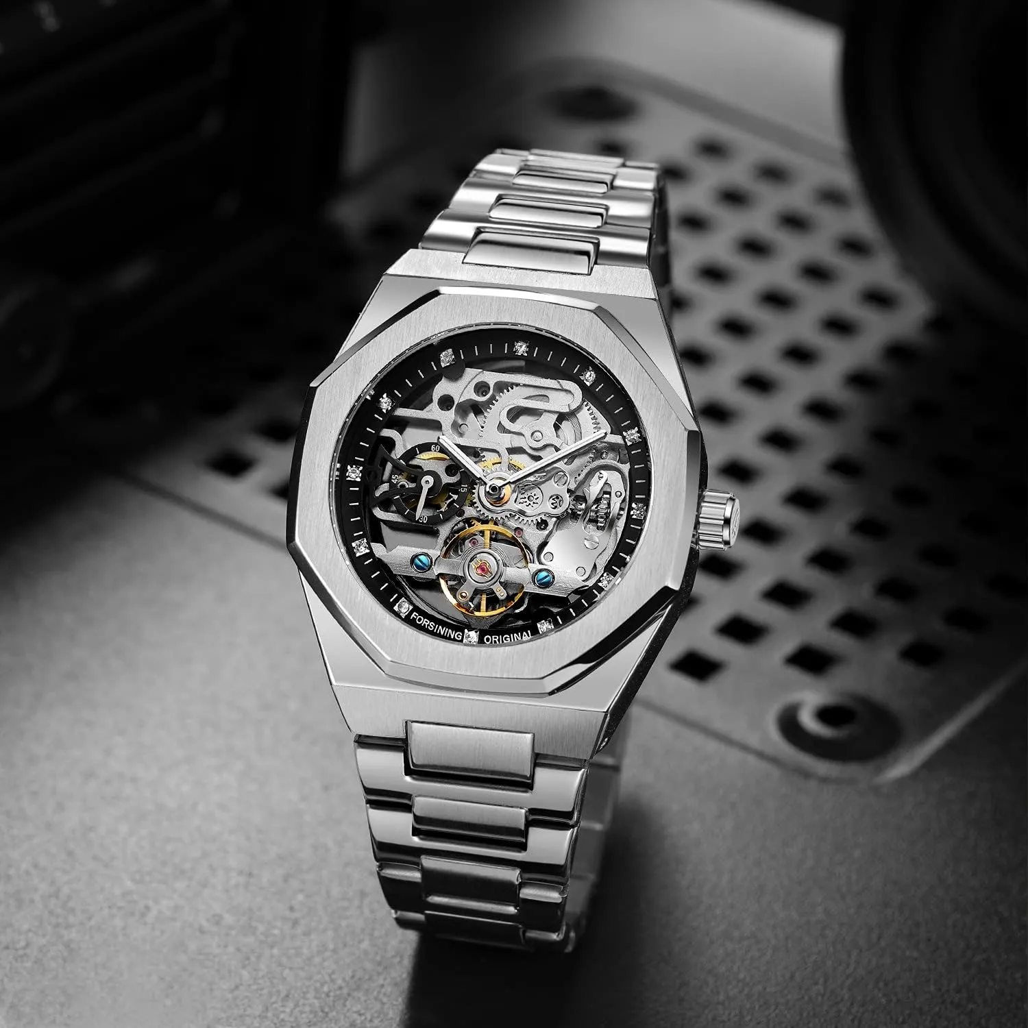 Stainless Steel Waterproof Bracelet Wrist Watch FANMIS Classic Mens Skeleton Automatic dislike Mechanical Watches Luxury Carving Flower Craft Watch with 