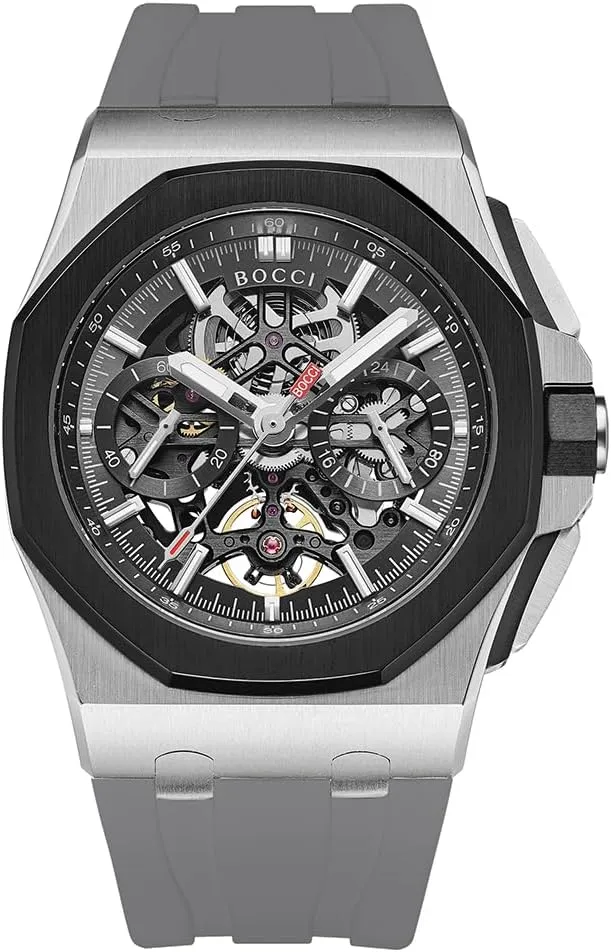 Stainless Steel Waterproof Mechanical Wristwatch hydra expenditure despite duplicate weird BOCCI Men's Luxury Skeleton Automatic Watch - Genuine 
