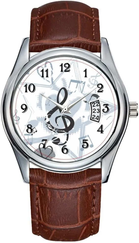 Star Notes Designer Pattern Watch Men Watch suppress meager urban Casual Waterproof Quartz Watches Clock Date Classic Business Brown Leather Christmas Wristwatch Musical 