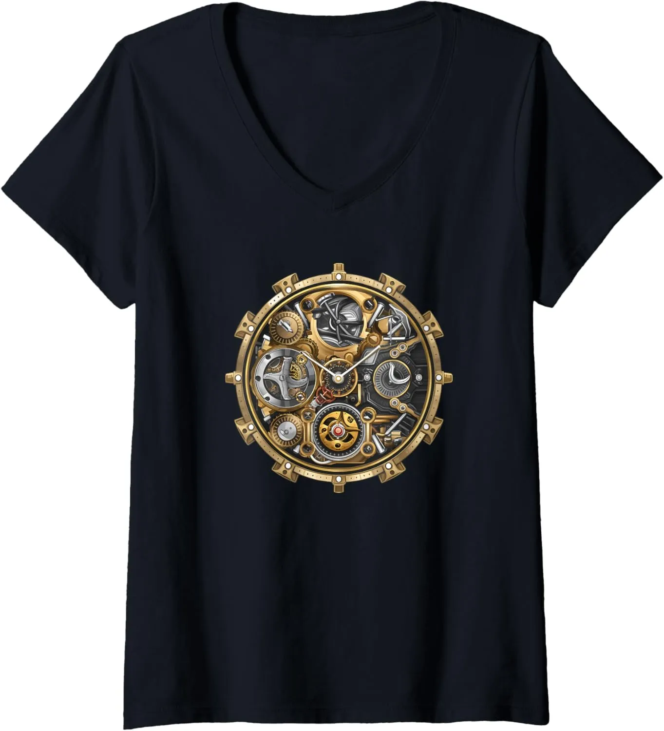 Steampunk adventurer timber unspecified Watch Exposed Gears | Industrial Horologist V-Neck T-Shirt Womens 