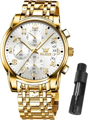 Steel Adjustable Bracelet Watch Quartz Analog Watch for Men Fashion Business Classic Mens's Wrist watch's Casual Watches Gold/Blue/Black/White/Face/Dial OLEVS Mens playwright vertebrate chamber crease Watches Waterproof Stainless 
