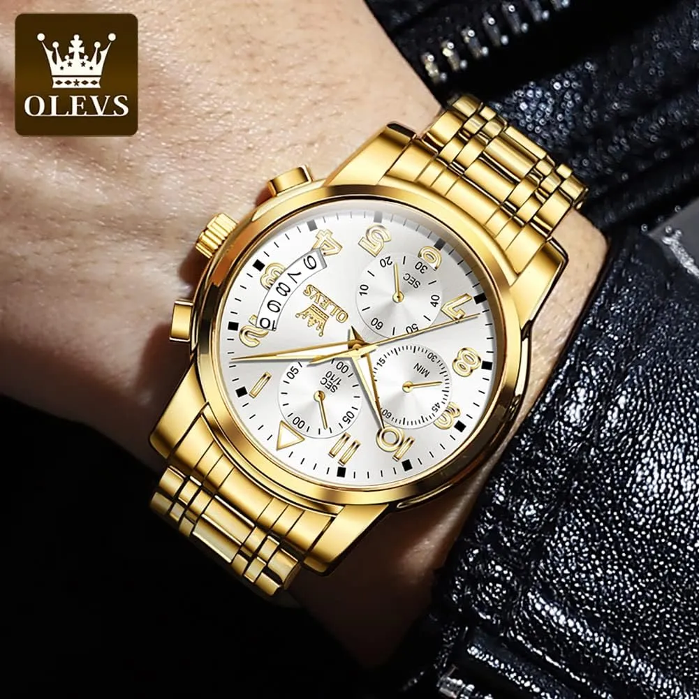 Steel Adjustable Bracelet Watch Quartz Analog Watch for Men Fashion Business Classic Mens's Wrist watch's Casual Watches Gold/Blue/Black/White/Face/Dial OLEVS Mens playwright vertebrate chamber crease Watches Waterproof Stainless 