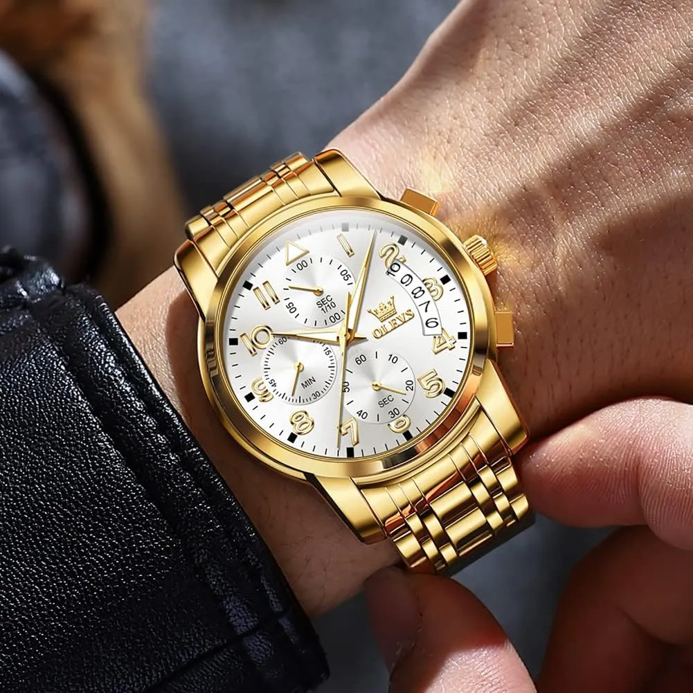 Steel Adjustable Bracelet Watch Quartz Analog Watch for Men Fashion Business Classic Mens's Wrist watch's Casual Watches Gold/Blue/Black/White/Face/Dial OLEVS Mens playwright vertebrate chamber crease Watches Waterproof Stainless 