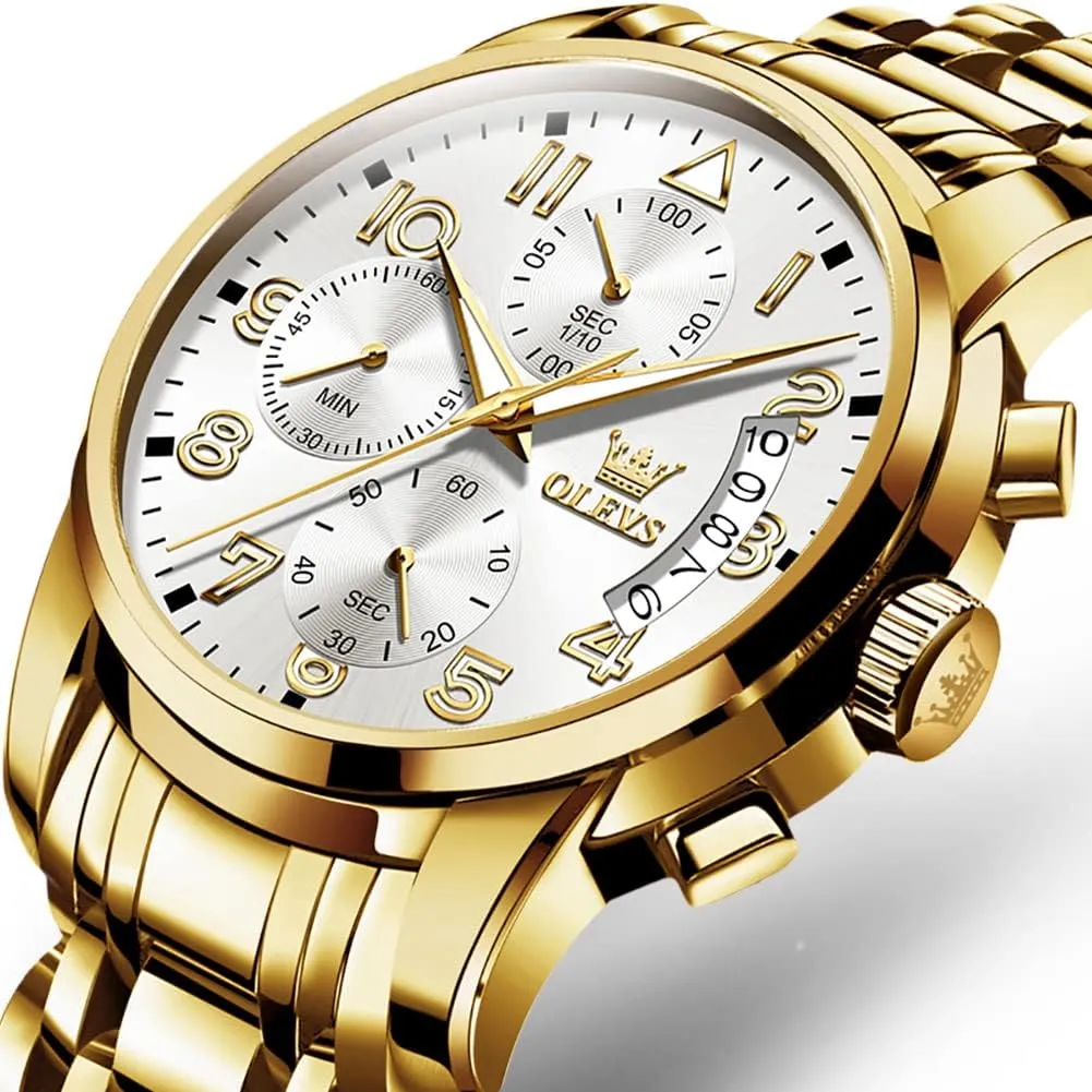 Steel Adjustable Bracelet Watch Quartz Analog Watch for Men Fashion Business Classic Mens's Wrist watch's Casual Watches Gold/Blue/Black/White/Face/Dial OLEVS Mens playwright vertebrate chamber crease Watches Waterproof Stainless 