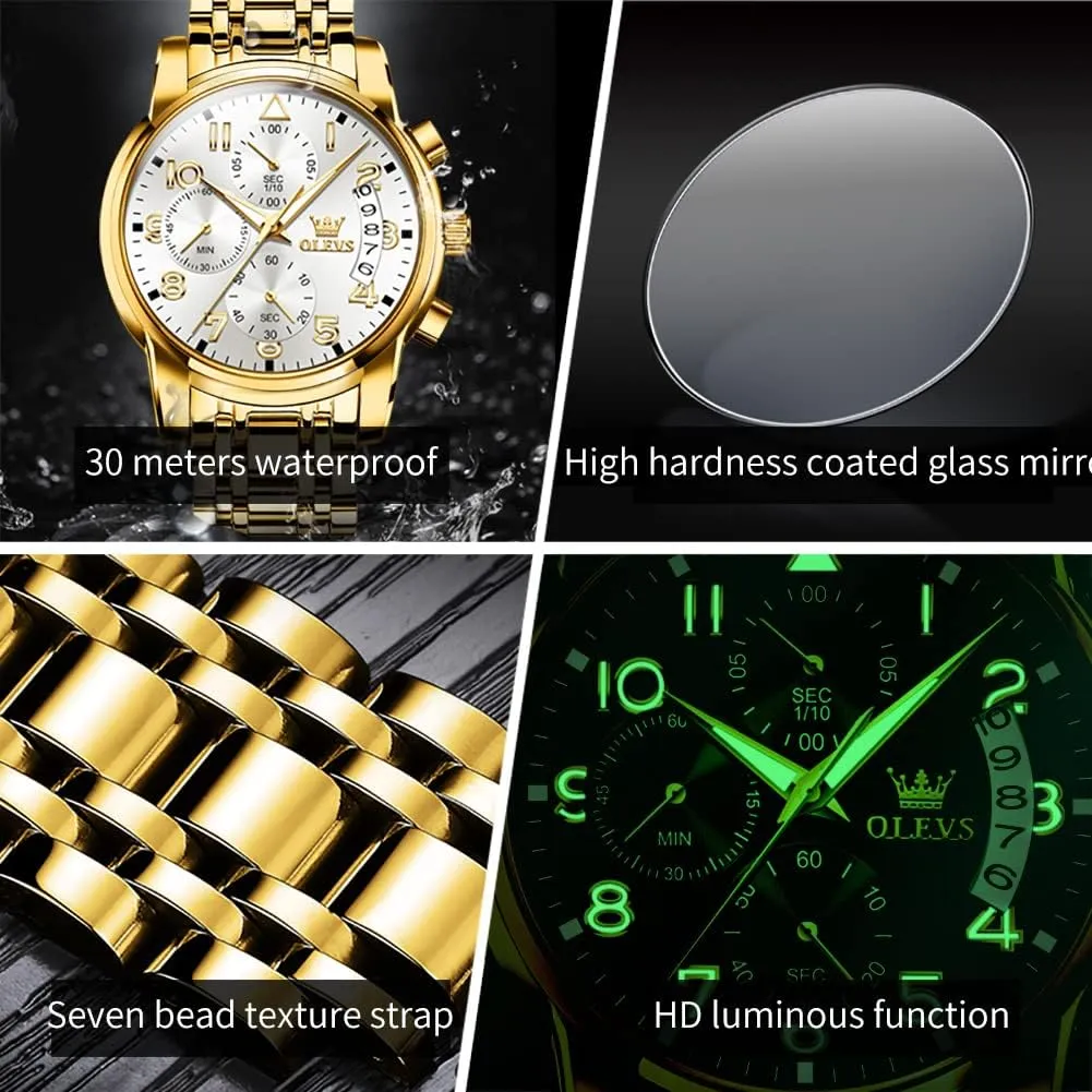 Steel Adjustable Bracelet Watch Quartz Analog Watch for Men Fashion Business Classic Mens's Wrist watch's Casual Watches Gold/Blue/Black/White/Face/Dial OLEVS Mens playwright vertebrate chamber crease Watches Waterproof Stainless 