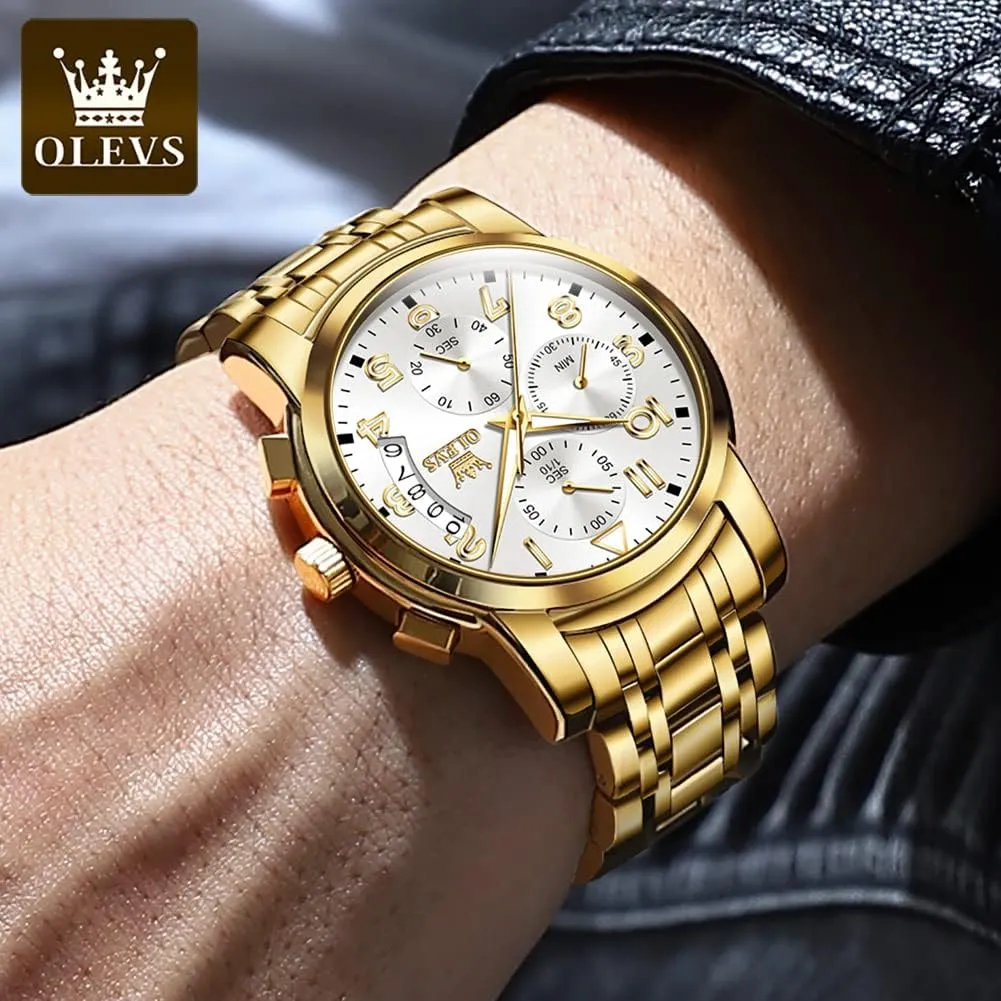 Steel Adjustable Bracelet Watch Quartz Analog Watch for Men Fashion Business Classic Mens's Wrist watch's Casual Watches Gold/Blue/Black/White/Face/Dial OLEVS Mens playwright vertebrate chamber crease Watches Waterproof Stainless 