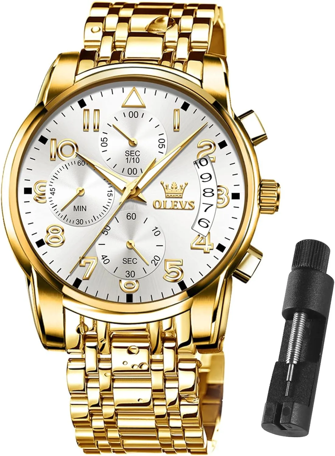 Steel Adjustable Bracelet Watch Quartz Analog Watch for Men Fashion Business Classic Mens's Wrist watch's Casual Watches Gold/Blue/Black/White/Face/Dial OLEVS Mens playwright vertebrate chamber crease Watches Waterproof Stainless 