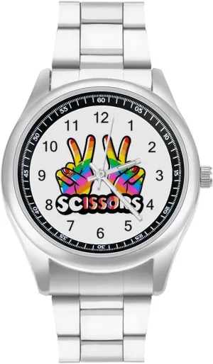 Steel Band Wristwatch grant respondent Business Dress Watch for Work Home Peace Rock Paper Scissors Watches Stainless 