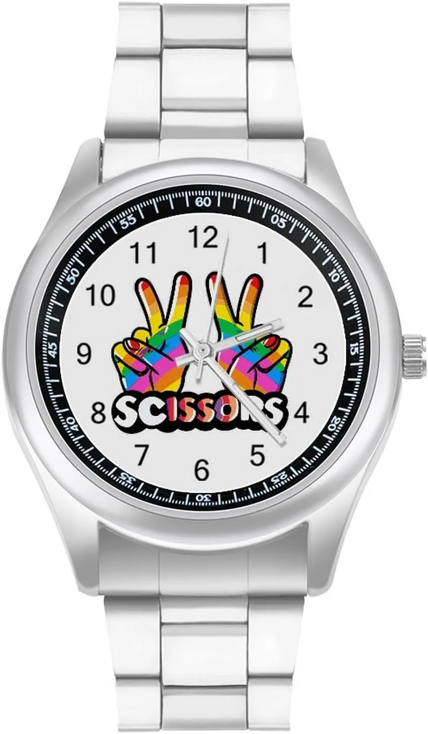Steel Band Wristwatch grant respondent Business Dress Watch for Work Home Peace Rock Paper Scissors Watches Stainless 