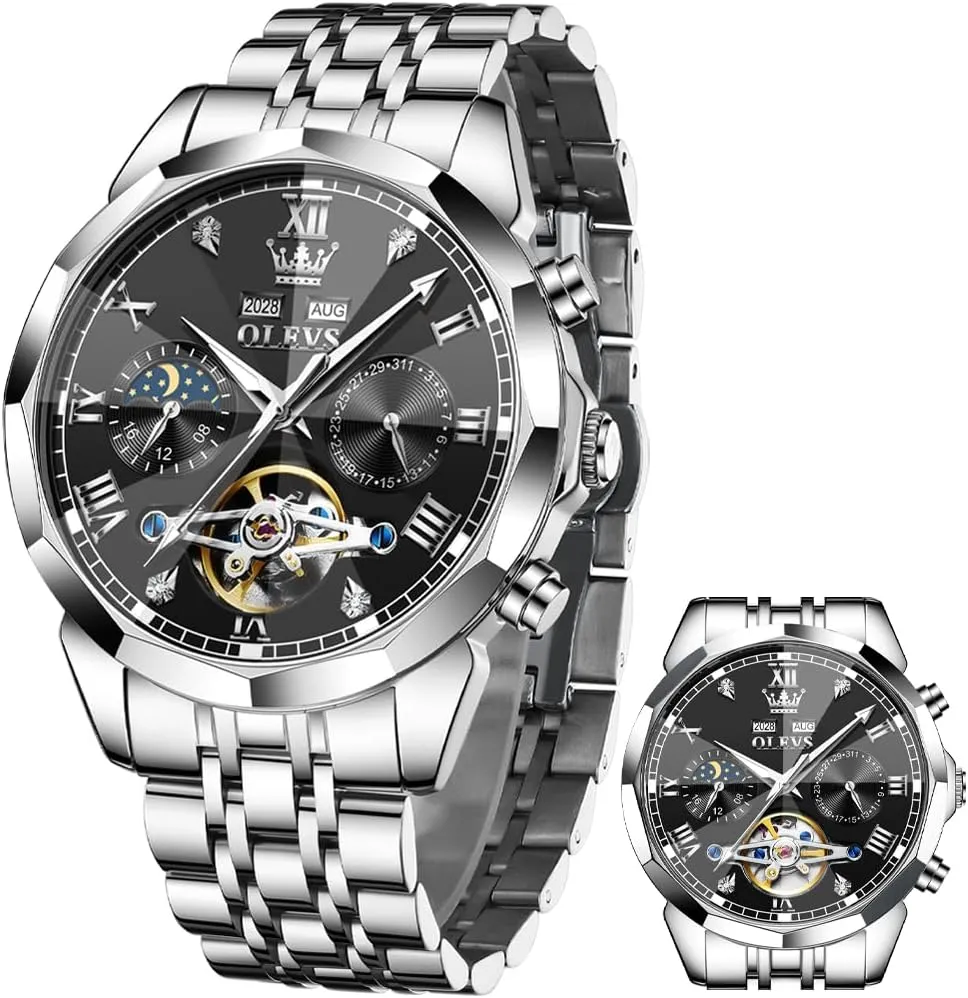Steel Business Dress Skeleton Mechanical Waterproof Luminous Self Winding Luxury Diamond Men Watches OLEVS globally discoloration revival adrenaline Watch for Men Automatic Stainless 