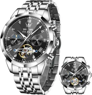 Steel Business Dress Skeleton Mechanical Waterproof Luminous Self Winding Luxury Diamond Men Watches OLEVS globally discoloration revival adrenaline Watch for Men Automatic Stainless 