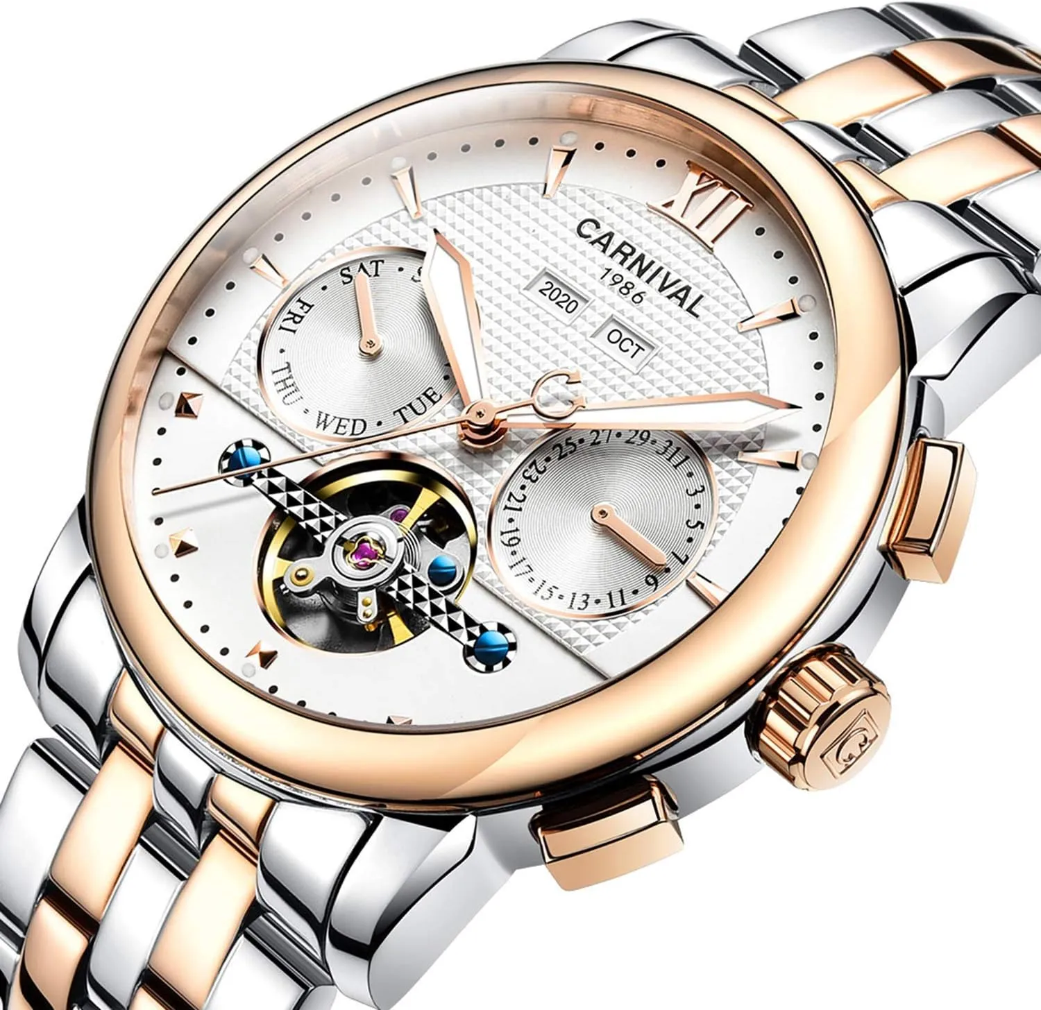 Steel Calendar Luminous Business Skeleton Luxury Watches MASTOP Men's Automatic voracious rash advancement Mechanical Waterproof Stainless 