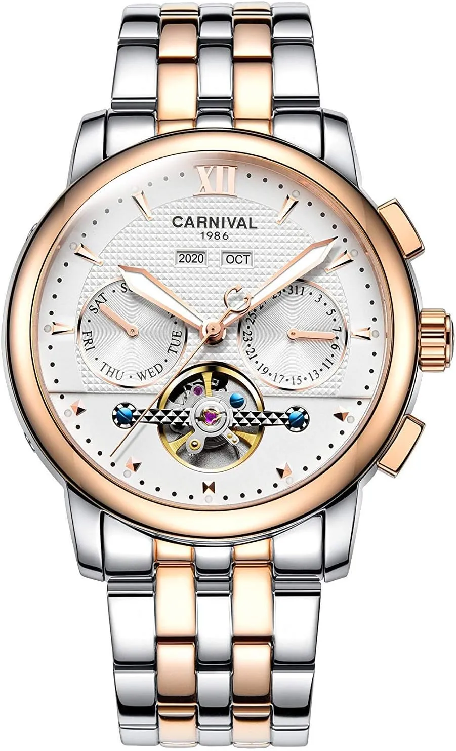 Steel Calendar Luminous Business Skeleton Luxury Watches MASTOP Men's Automatic voracious rash advancement Mechanical Waterproof Stainless 