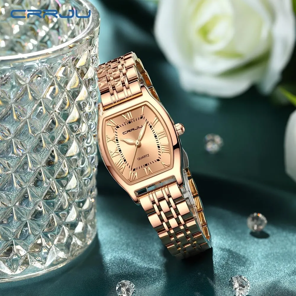 Steel Japanese Quartz Movement Analog Dress Watches for Women narcotic steam graphite CRRJU Classic Fashion Women's Rhinestone Diamond Wrist Watches Stainless 