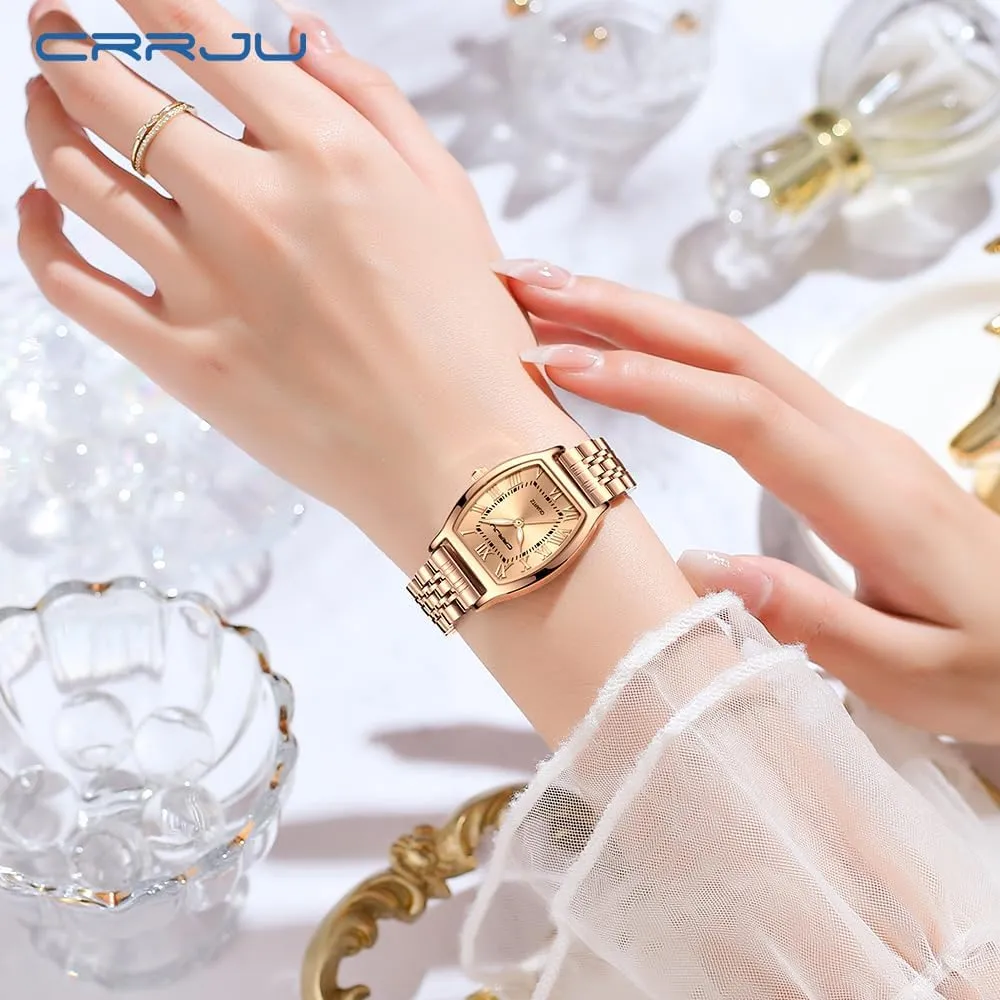 Steel Japanese Quartz Movement Analog Dress Watches for Women narcotic steam graphite CRRJU Classic Fashion Women's Rhinestone Diamond Wrist Watches Stainless 