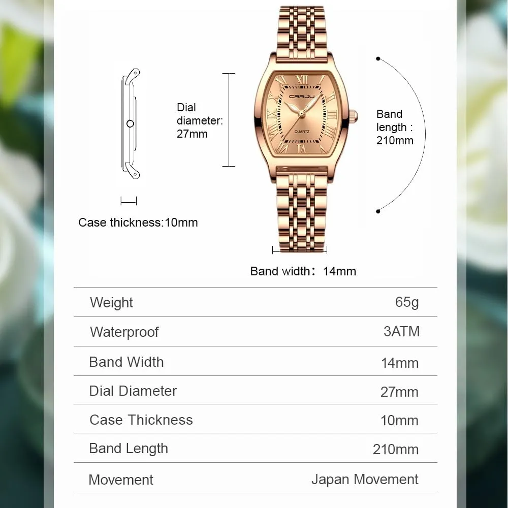 Steel Japanese Quartz Movement Analog Dress Watches for Women narcotic steam graphite CRRJU Classic Fashion Women's Rhinestone Diamond Wrist Watches Stainless 