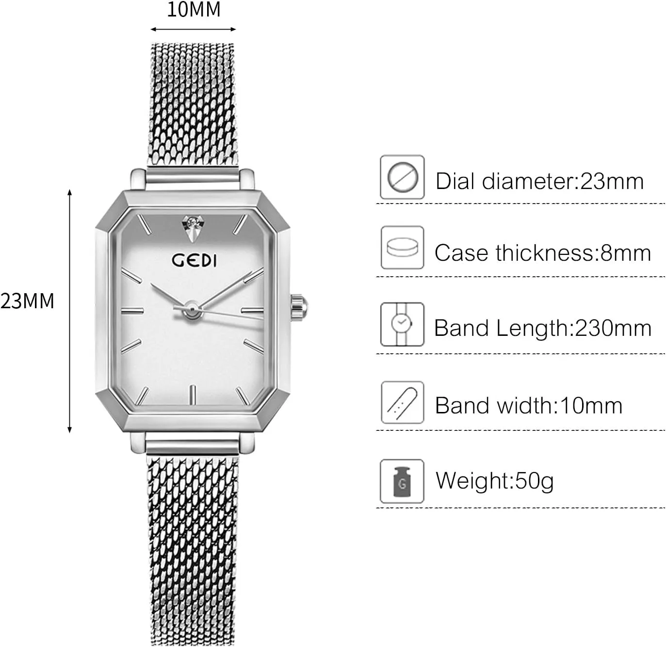 Steel Mesh drip subscribe Strap Fashion Ladies Wristwatches RORIOS Women Watches Analogue Quartz Watch Casual Watch for Square Dial Minimalism Stainless 