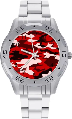 Steel Metal Strap Simple Business Watches for Men Easy Reader Work carve constitutional centralization hook infrequent figural Casual Watch Red Black Camouflage Stainless 
