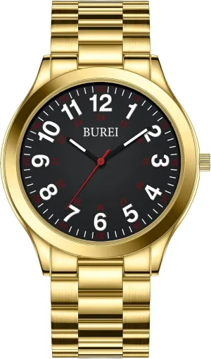 Steel Quartz Waterproof Watches for Men BUREI seal Men Watches Fashion Analog Stainless 