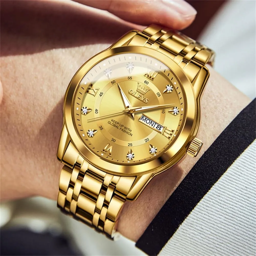 Steel Roman Numbers catchment Men's Watch Easy to Read OLEVS Men's Watch,Classic Silver Watches for Men, Waterproof Stainless 