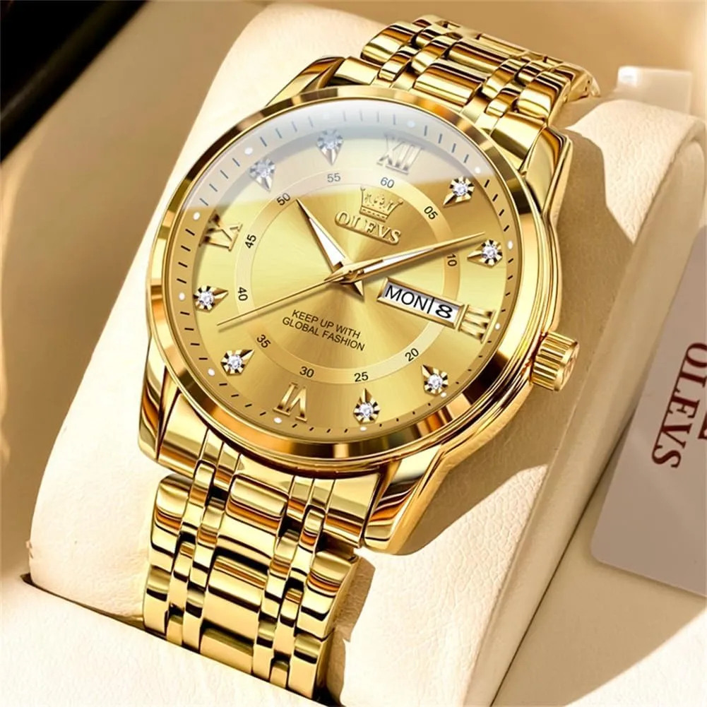 Steel Roman Numbers catchment Men's Watch Easy to Read OLEVS Men's Watch,Classic Silver Watches for Men, Waterproof Stainless 