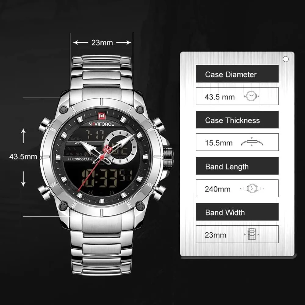 Steel september deformity Waterproof Dual Display Functional Male Clock Watches 9163 Men Military Sport Wrist Watch Japan Quartz 