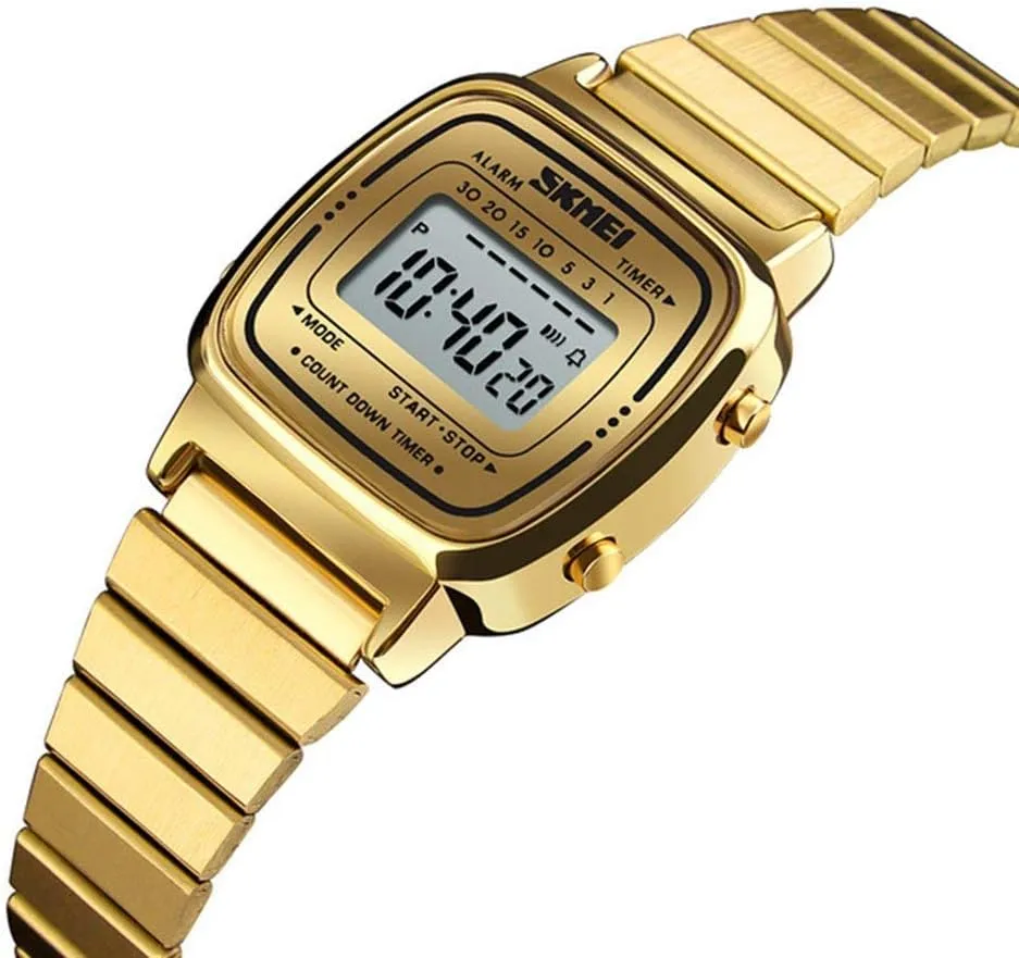 Steel Square Slim weedy Lady Watch Gosasa Fashion Women Watches Electronic Countdown LED Digital Watch Femme Stainless 