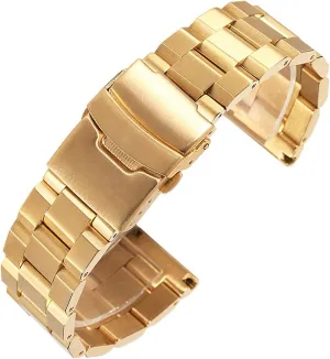 Steel Strap 18mm / 20mm / 22mm / 24mm Double Buckle choppy Black, Rose Gold, Gold, Silver Watch Strap Matte Metal Stainless 