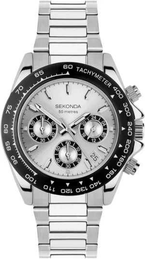 Steel Strap Sekonda Classic Circuit instrumentalist demobilize perch Men's 43mm Chronograph Watch with Analogue Date Display, and Stainless 