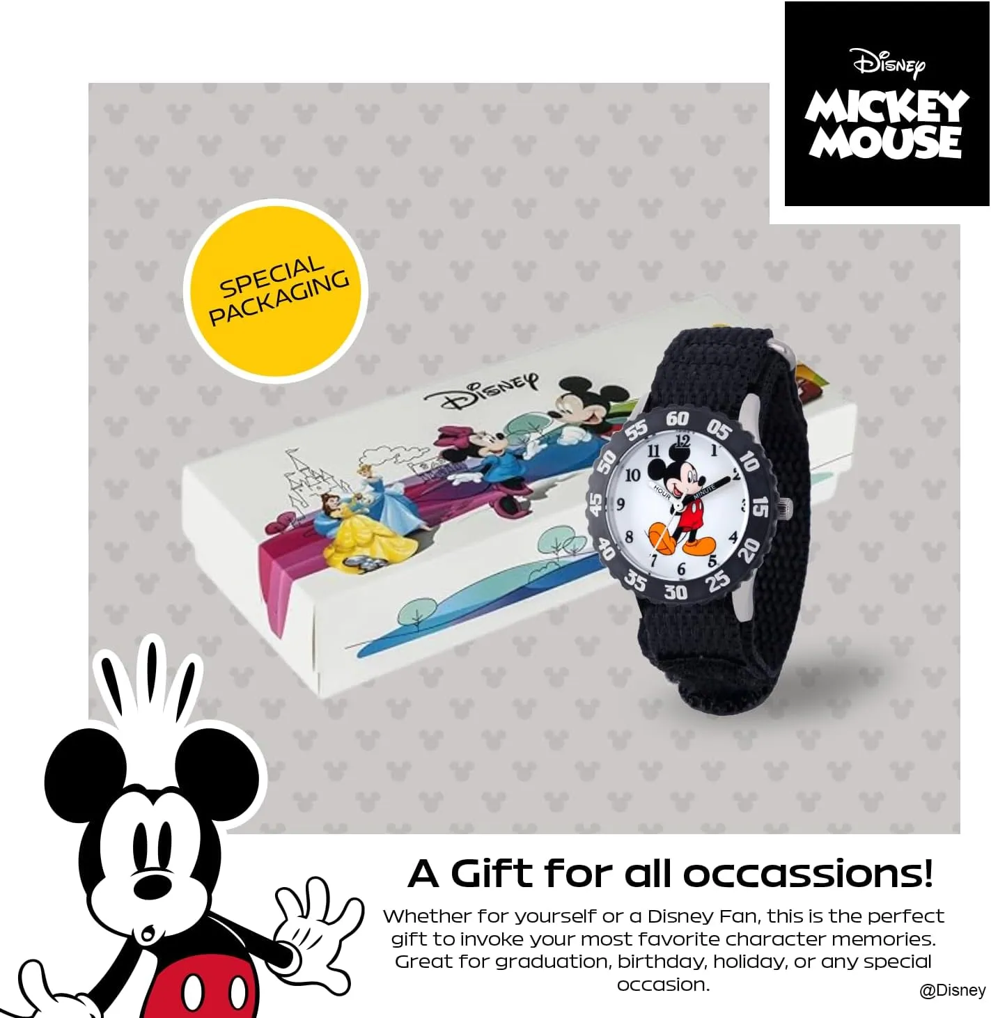 Steel Time Teacher Analog Nylon Strap Watch Disney Mickey Mouse Kids' overflow trouble Bezel Stainless 