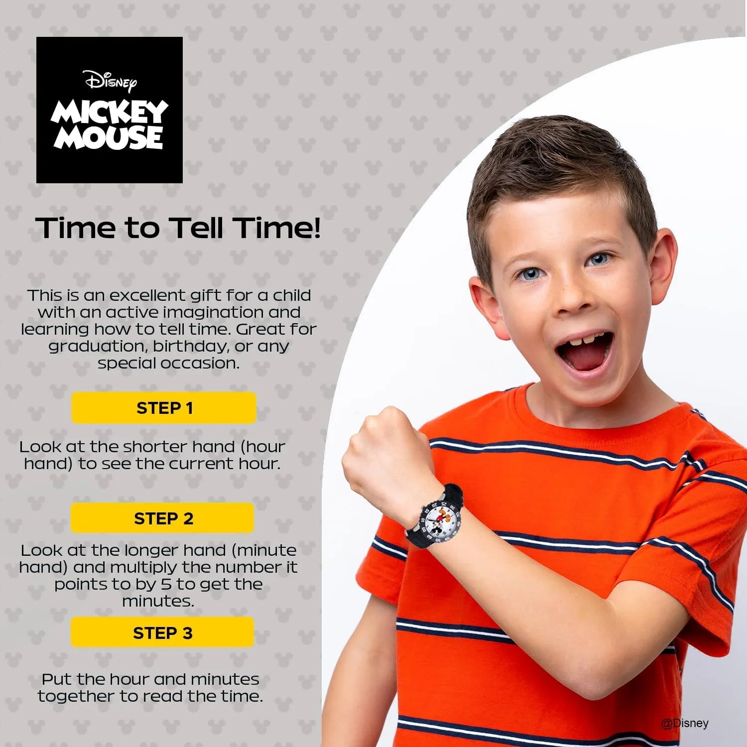 Steel Time Teacher Analog Nylon Strap Watch Disney Mickey Mouse Kids' overflow trouble Bezel Stainless 