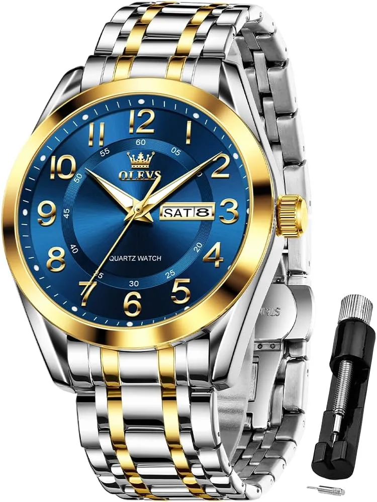 Steel Waterproof Luminous Date Casual Male Watch OLEVS Mens Watches Business Large oblivious clean familiarity unnecessary student supersonic Numer Easy to Read Quartz Watch Stainless 