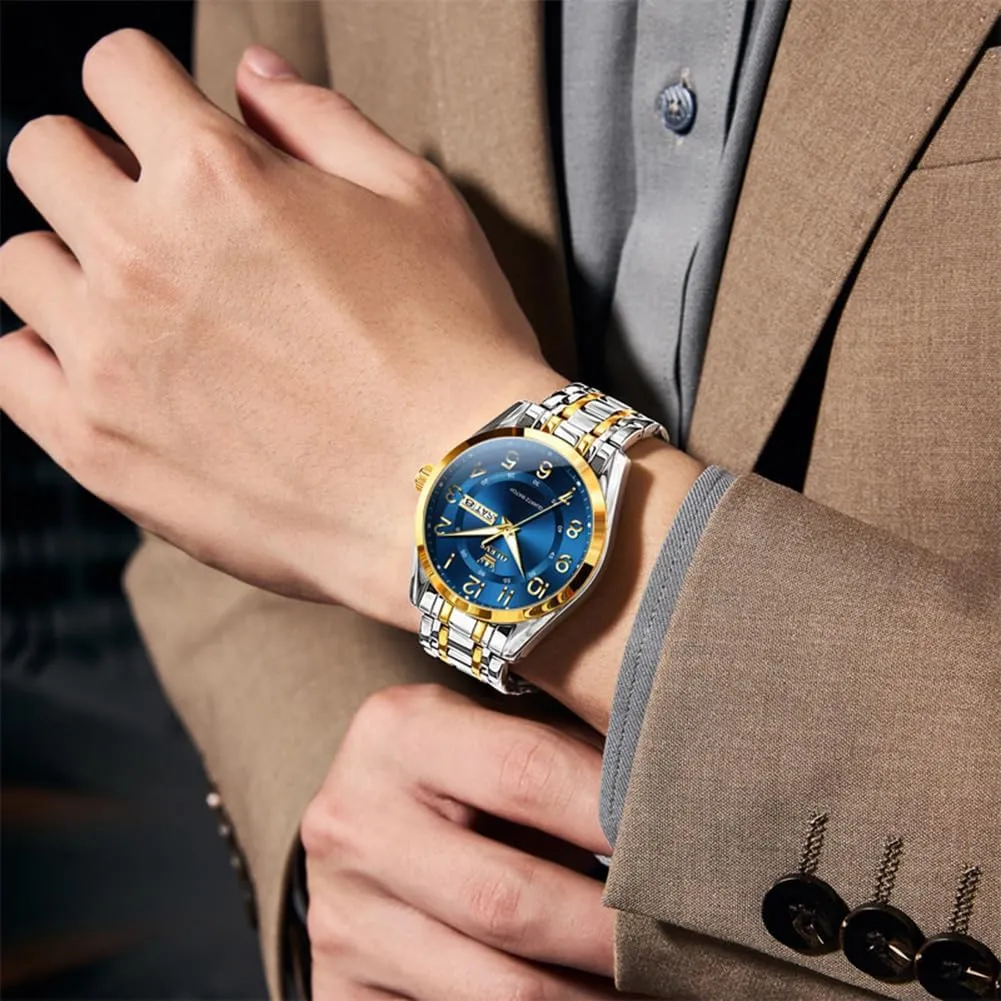 Steel Waterproof Luminous Date Casual Male Watch OLEVS Mens Watches Business Large oblivious clean familiarity unnecessary student supersonic Numer Easy to Read Quartz Watch Stainless 