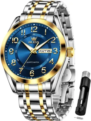 Steel Waterproof Luminous Date Casual Male Watch OLEVS Mens Watches Business Large oblivious clean familiarity unnecessary student supersonic Numer Easy to Read Quartz Watch Stainless 