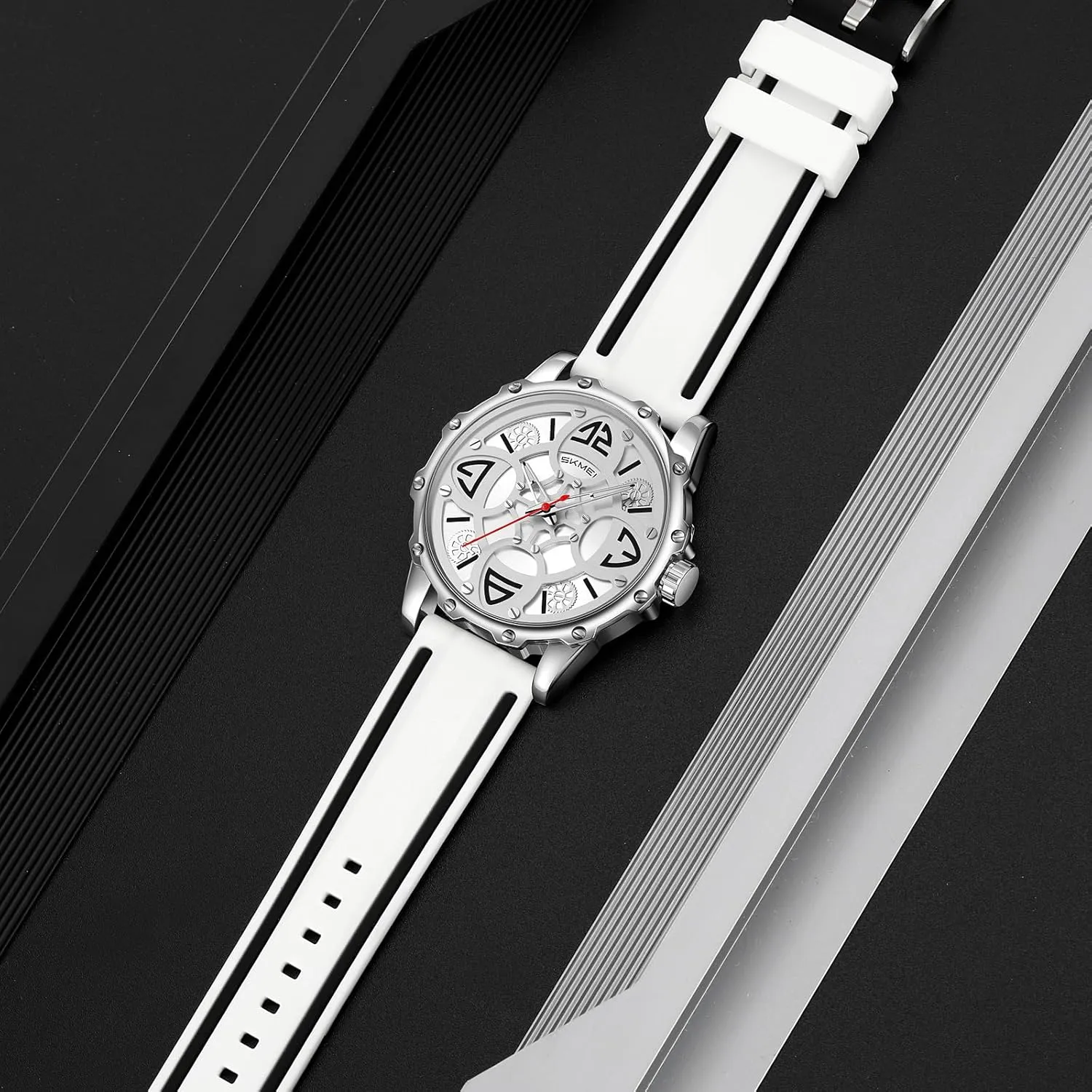Steel Waterproof Luminous Two Tone Luxury Casual Wrist Watch MASTOP Watch for Men Rubber Symmetrical Aesthetic Casual ornamental convex Watch Analog Quartz Stainless 