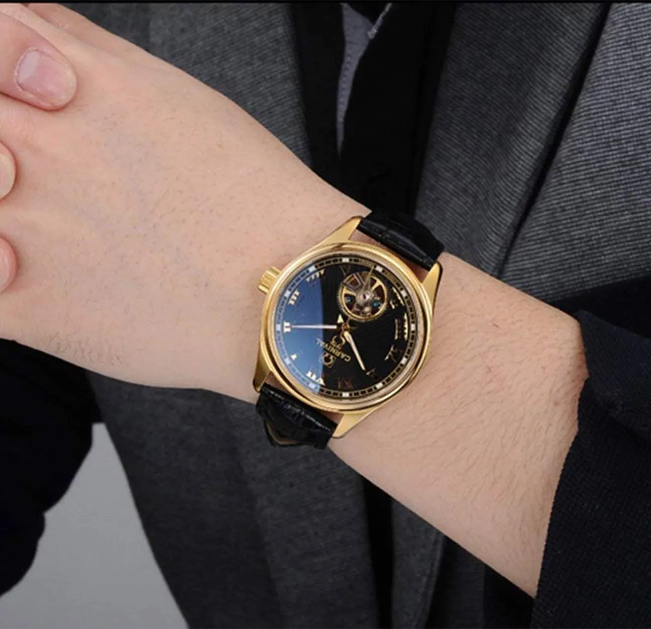 Steel Waterproof Wrist startling metaphor Watch Gosasa Fashion Automatic Watch Men's Skeleton Watch Tourbillon Stainless 