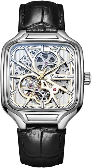 Steel Wristwatch locomote fascination pictorial amniotic idyllic workforce Square Dial Luminous Automatic Mechanical Watches Skeleton Watch Men Fashion Stainless 