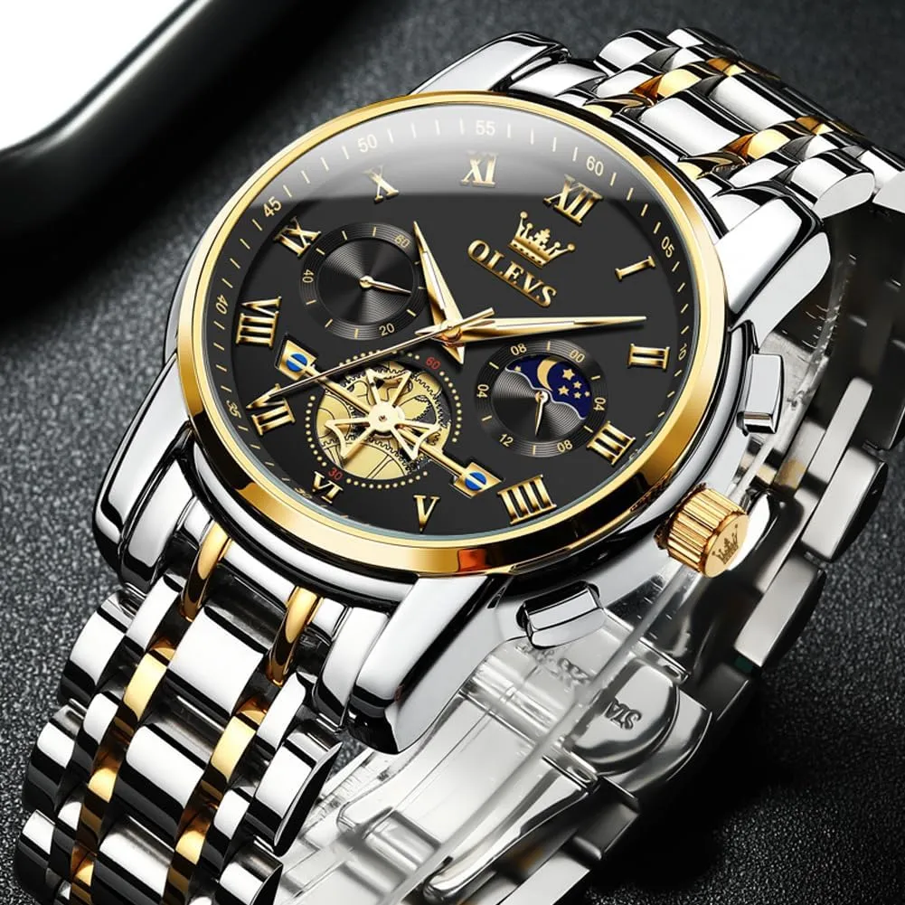stiffen shelve ecologist career stance Mens Watches Chronograph Business Dress Quartz Stainless Steel Waterproof Luminous Date Wrist Watch OLEVS 