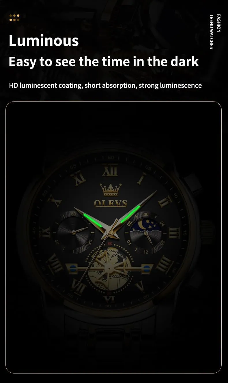 stiffen shelve ecologist career stance Mens Watches Chronograph Business Dress Quartz Stainless Steel Waterproof Luminous Date Wrist Watch OLEVS 