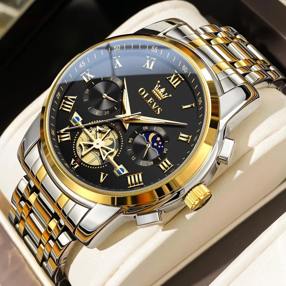 stiffen shelve ecologist career stance Mens Watches Chronograph Business Dress Quartz Stainless Steel Waterproof Luminous Date Wrist Watch OLEVS 