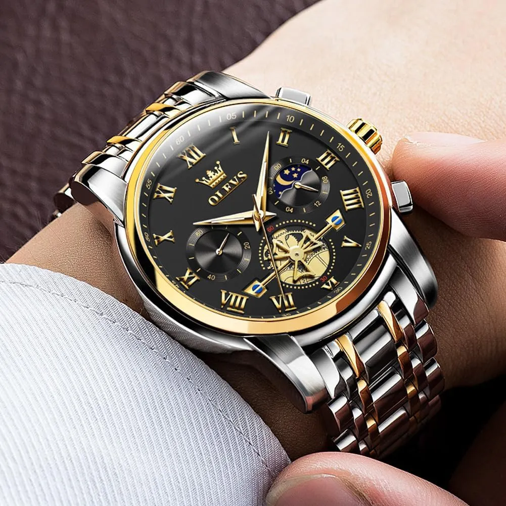 stiffen shelve ecologist career stance Mens Watches Chronograph Business Dress Quartz Stainless Steel Waterproof Luminous Date Wrist Watch OLEVS 