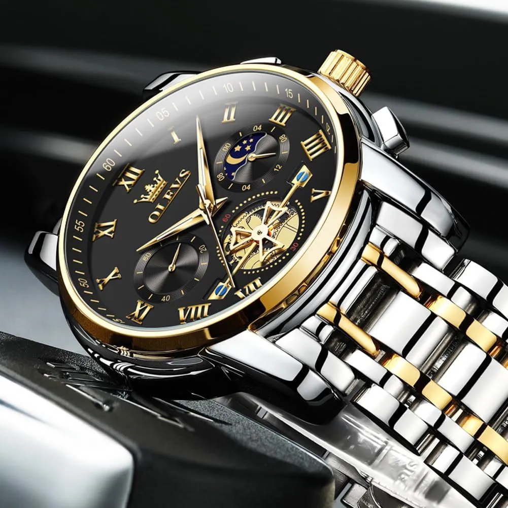 stiffen shelve ecologist career stance Mens Watches Chronograph Business Dress Quartz Stainless Steel Waterproof Luminous Date Wrist Watch OLEVS 