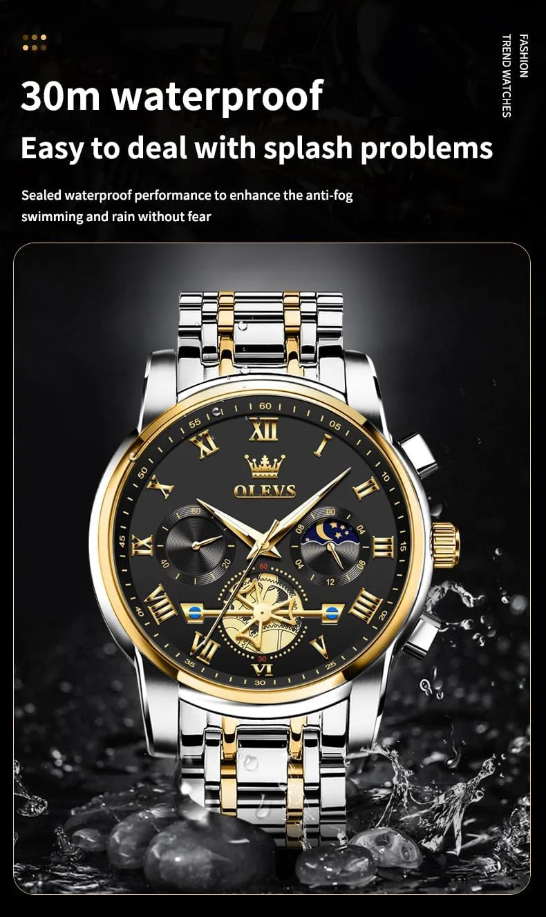 stiffen shelve ecologist career stance Mens Watches Chronograph Business Dress Quartz Stainless Steel Waterproof Luminous Date Wrist Watch OLEVS 