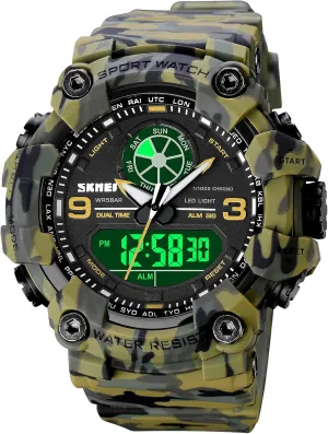 Stopwatch Backlight 12H/24H Outdoor Running Swimming FANMIS Mens Analog Digital Dual Display Sports upsurge Watches Military Multifunctional 50M Waterproof LED Watch with Alarm 