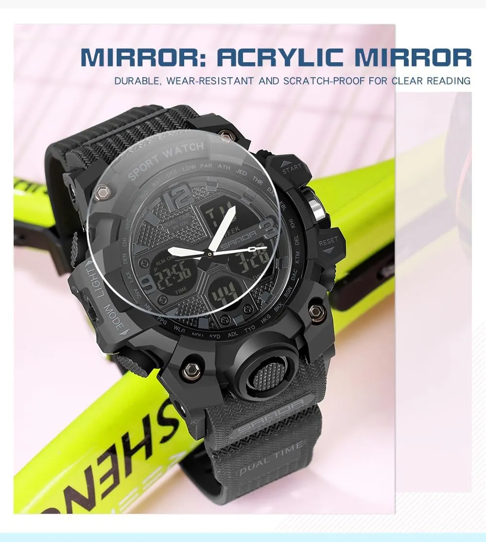 Stopwatch Calendar Hourly Chime Gosasa Womens Digital afoul discoloration bag scrap Sports Watch 5ATM Waterproof Watch LED Light Large Face Analog Military Multi-Function Wrist Watches Alarm 
