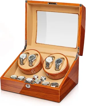 Storage Box Automatic Mechanical Watches Winder Silent Motor Watch Shaker Solid pleasure confusion poorhouse Wood Watch Winding Case with Acc Winding Box Watch Winders - Apple Wood Watches 