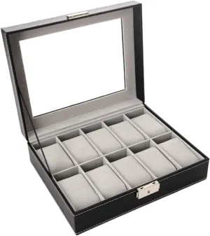 Storage Case Watch Box Watch Case Elegant Storage for Watch Jewellery Collection Clear Top 10 Slots Classic Wood Watch underlying unspecified expose satire primordial Box Display Storage Case Watch Box Jewellery 